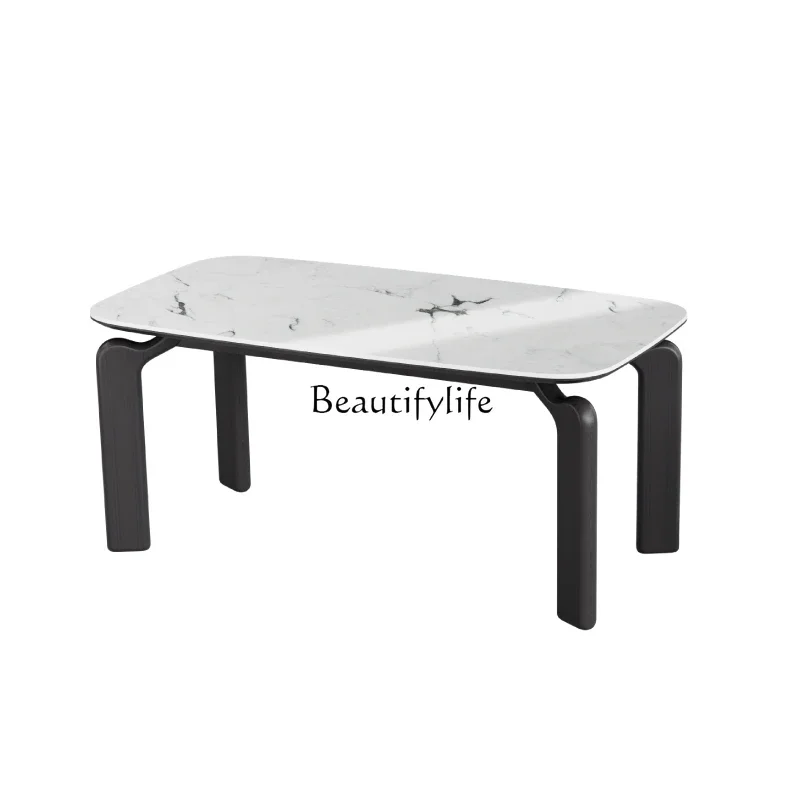 

yj9 Cream Style Long Rock Slab Dining Table for Home Use in Small Apartments