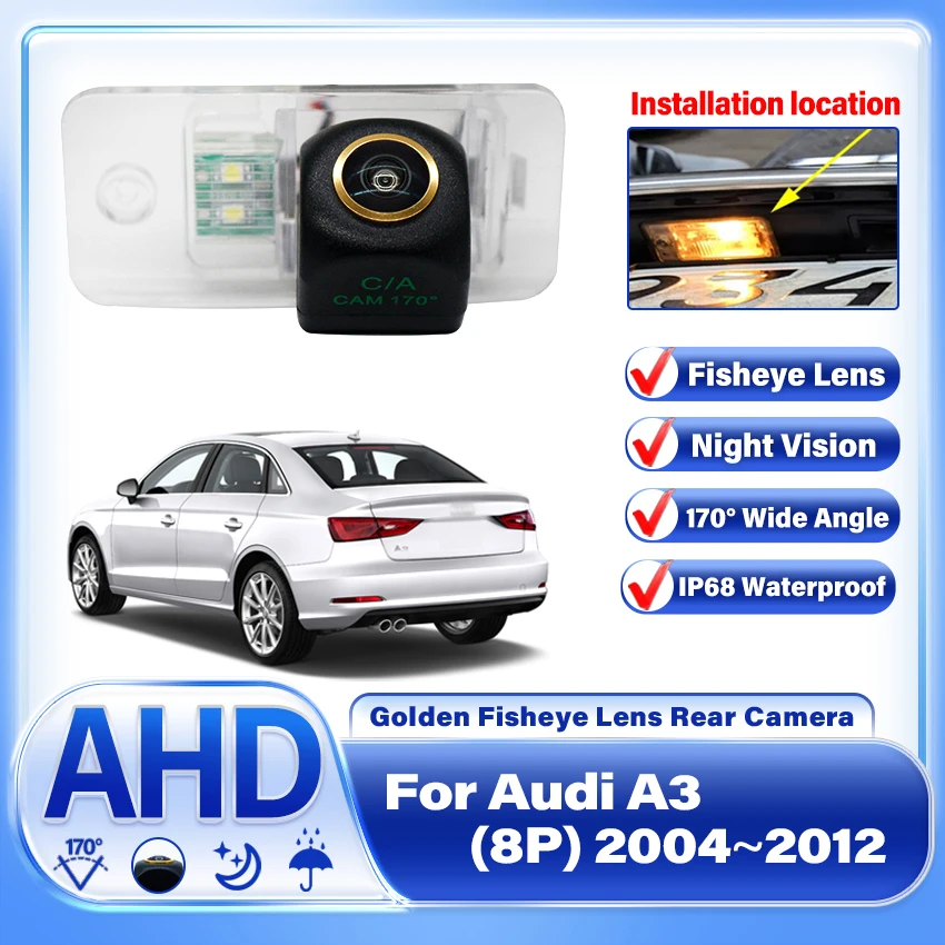 AHD 1080P Vehicle Backup Parking CCD Car Reverse Rear View Camera For Audi A3 (8P) 2004 2005 2006 2007 2008 2009 2010 2011 2012