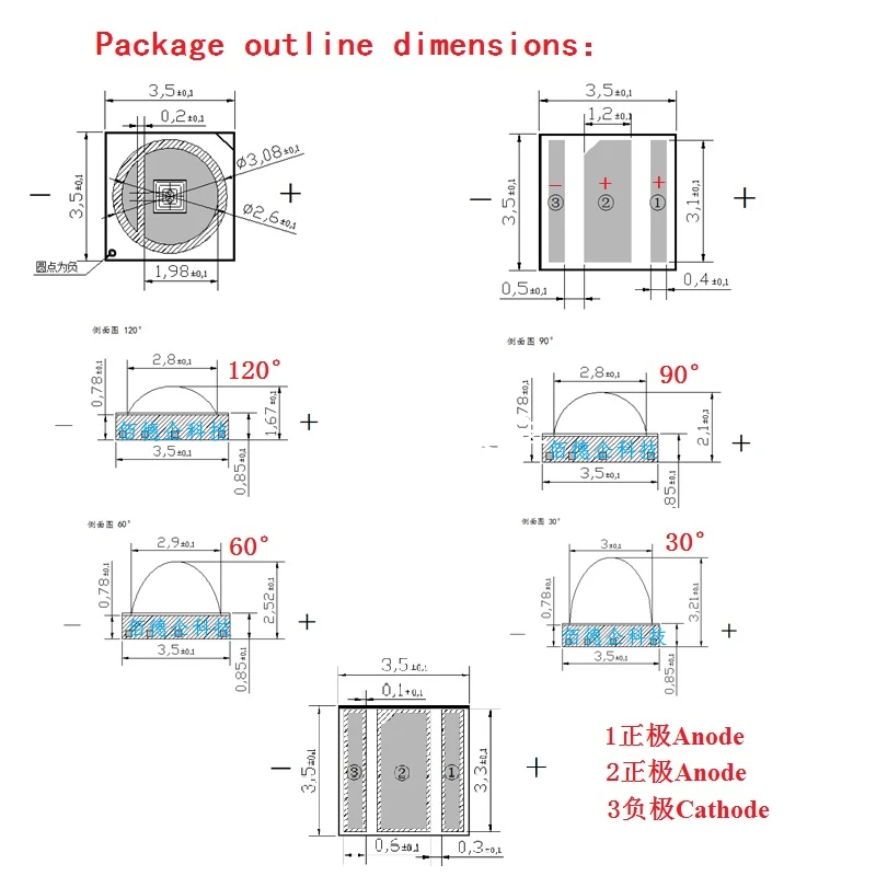 10PCS 3535 IR SMD LED High Power1W 2W 3W 30° 60° 90° 120° degrees Infrared IR 850nm 940nm LED