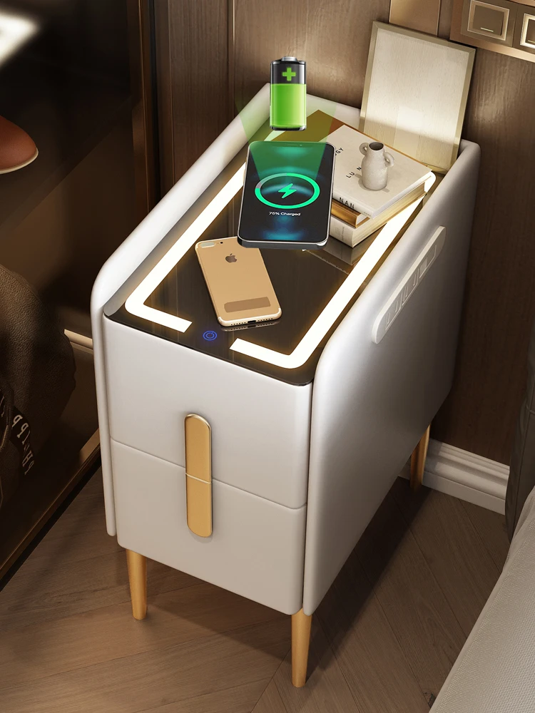 Smart, compact, modern, wireless charging with lights, all-in-one internet celebrity mini ultra narrow bedside cabinet