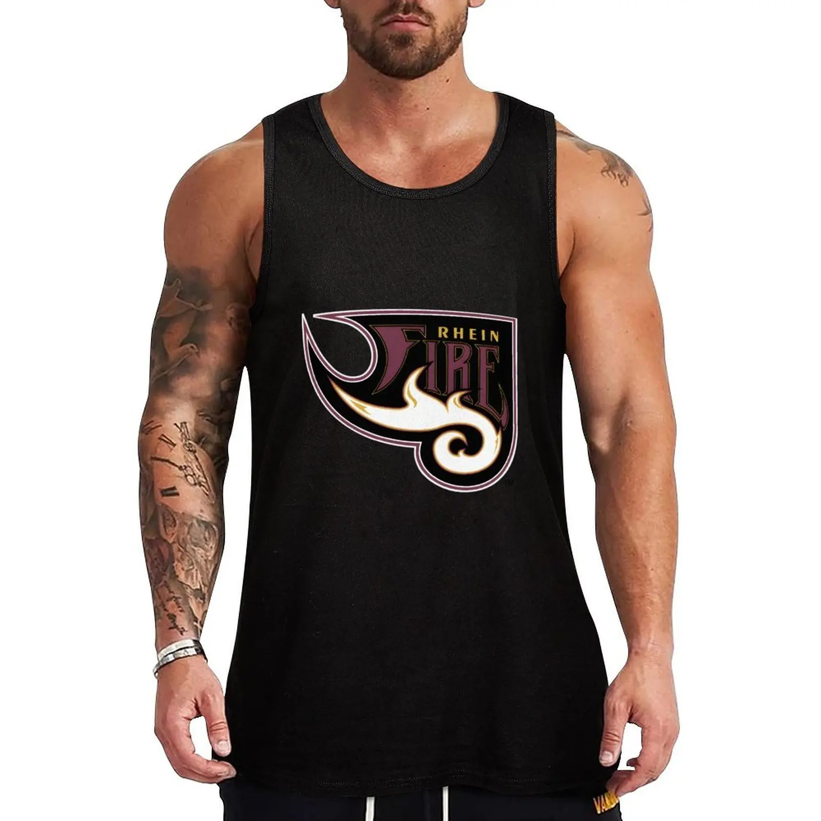Rhein Fire Vintage Logo Classic Tank Top Street Hip Hop Tank Top Casual Sleeveless Wear