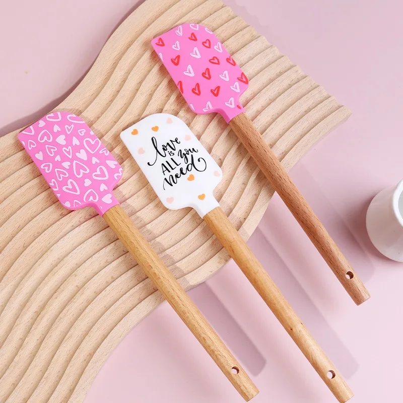 Silicone Spatula Set with Wooden Handles Food Grade Non-Stick for Cooking Baking Mixing Spreading Heat Resistant Utensils