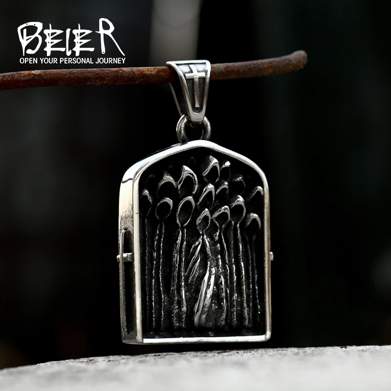 BEIER 2022 New Fashion Grim Reaper Gathering Necklace Pendant For Men Punk Biker Jewelry Wholelsale