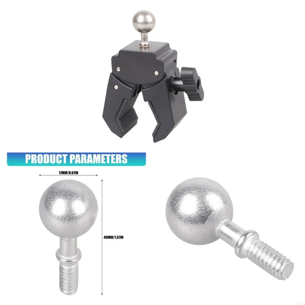 193A Sturdy 40mm Long 17.4mm Ball Head To 1/4 Screw Connectors Ball Head Adapter For Motorcycle Mirror Camera Brackets