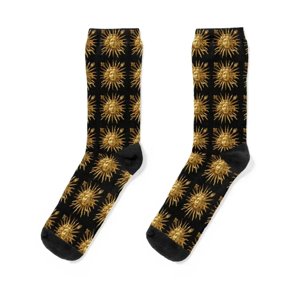 

Symbol of Louis XIV the Sun King - Black Background Socks men cotton high quality luxury Argentina sheer Woman Socks Men's