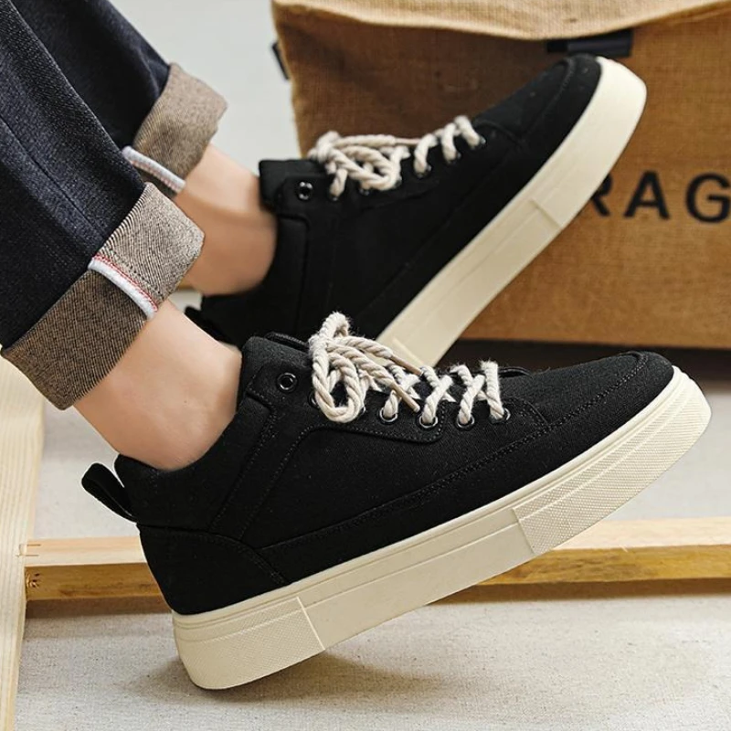 نعل سميك الارتفاع زيادة عالية أعلى قماش أحذية رجالية ربيع الخريف طالب رياضي عارضة الكورية خمر أحذية رياضية عصرية #6