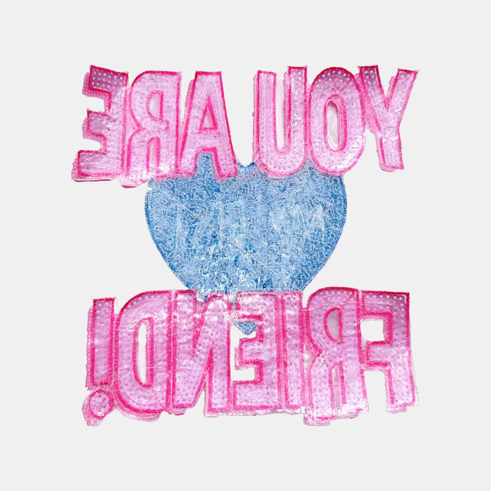 1 Piece 21*21.5 cm Sequined Letter Design Patch Fashion Shining Iron On Patch for Clothing DIY Accessories Back Adhesive