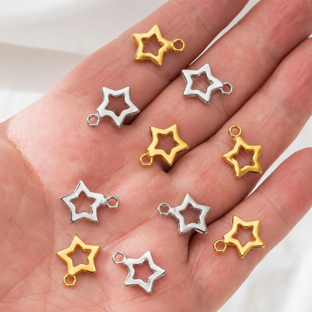 5 Stück Edelstahl-Sternanhänger für die Schmuckherstellung, Anhänger, Ohrringanhänger für Armbänder, Halsketten, Ohrringe, DIY-Schmuckzubehör – Detail 3