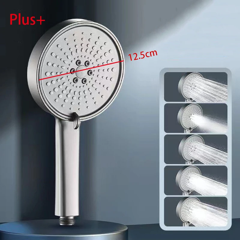 5 Modes Shower Head Showerhead Set Large Round High Pressure Portable Save Rain Artichoke Bathroom Faucet Accessories Set Toilet