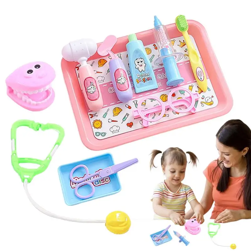 Crianças dentista jogar conjunto seguro crianças dentista kit seguro realista brinquedo confortável fingir para pais criança meninas meninos aniversário casa
