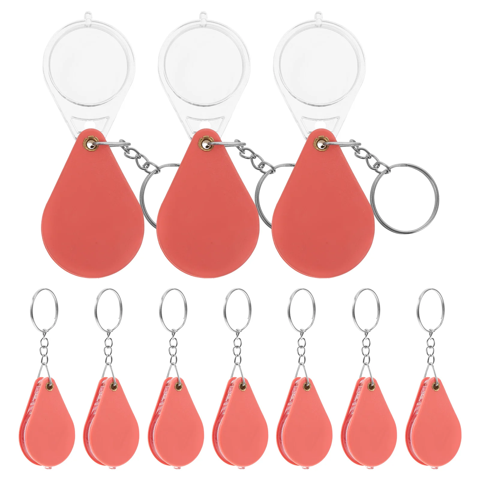 

10pcs Mini Portable Folding Magnifier Keychain 10x ange Kids Hobby Tool Coin Magnifying Glass for Credit Card Small Pocket