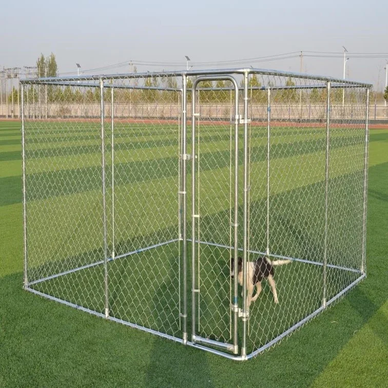 

Indoor/Outdoor Pet House Iron Chain Link Kennel Steel Door Dog Run Exercise Pen Fence Features Sustainable Design