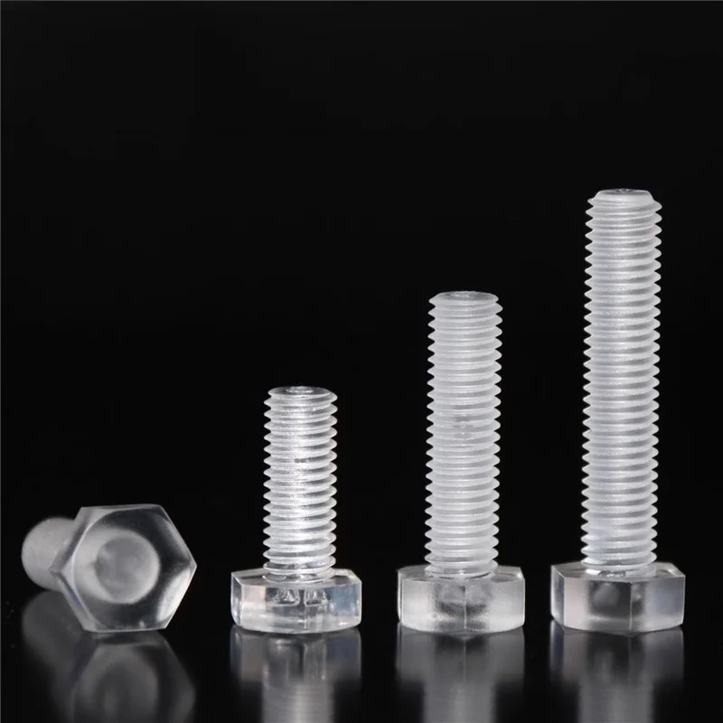 10-50pcs M3 M4 M5 M6 M8 M10 M12 PC Acrylic Transparent Outer Hexagon Screw Plastic External Hex Head Screws Insulated Bolts