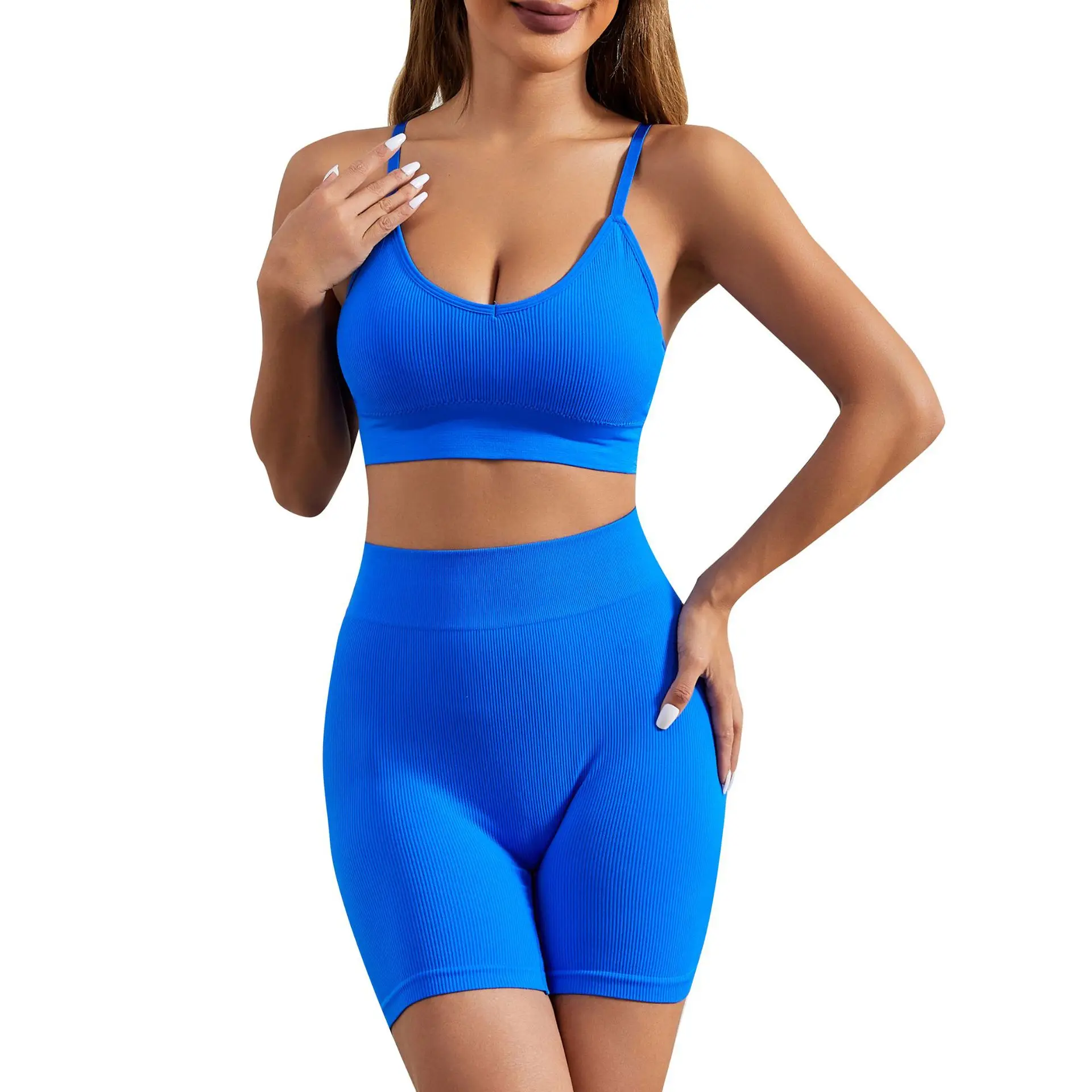 French thread no underwire push-up lingerie Sexy solid color bra Yoga exercise tight shorts set