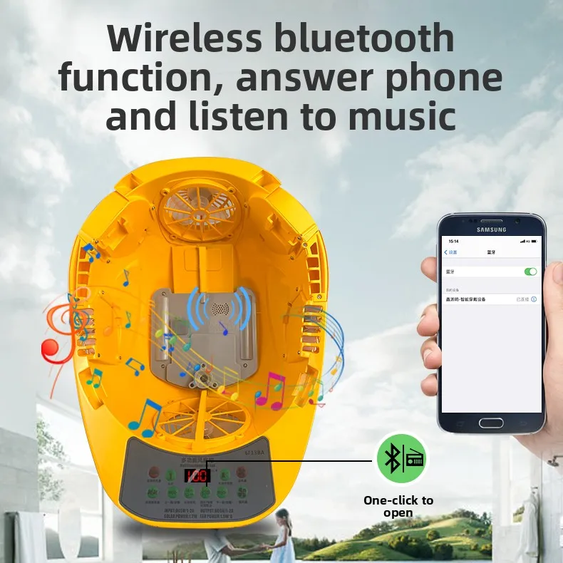 غطاء مروحة يعمل بالطاقة الشمسية مع شحن مزدوج مدمج لمواقع البناء وحماية من أشعة الشمس في الصيف وخوذة التبريد