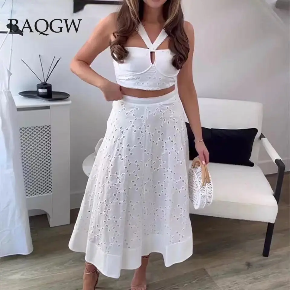 Women Fashion Embroidery Hollow Out Design Crop Bustier Tops Sexy Straight Neck Off Shoulder Wide Straps Female Camis Mujer