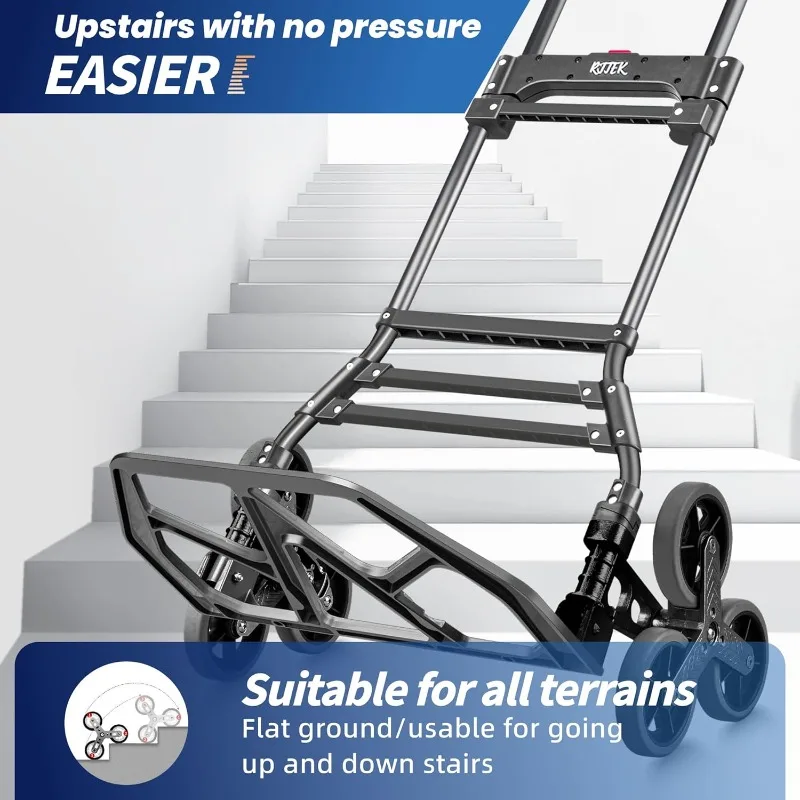 Stair Climber Dolly, 400lb Capacity, Upgraded Tires, Climbs 18cm Stairs, Heavy-Duty Hand Truck & Dolly