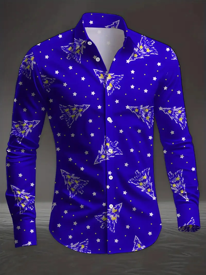 جديد الرجال طويلة الأكمام عارضة قميص 3D قارب مرساة طباعة البحر الأزرق نمط عارضة قميص قصير الأكمام قميص ملابس للرجال #2