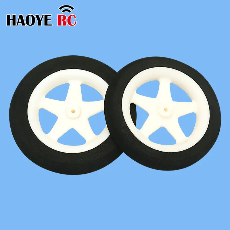 HY 2Pcs Dia 55mm/60mm/76mm Landing Gear Light Foam Sponge Wheels 5 Spoke Miniature Tire for RC Aircraft Model Replacement Parts