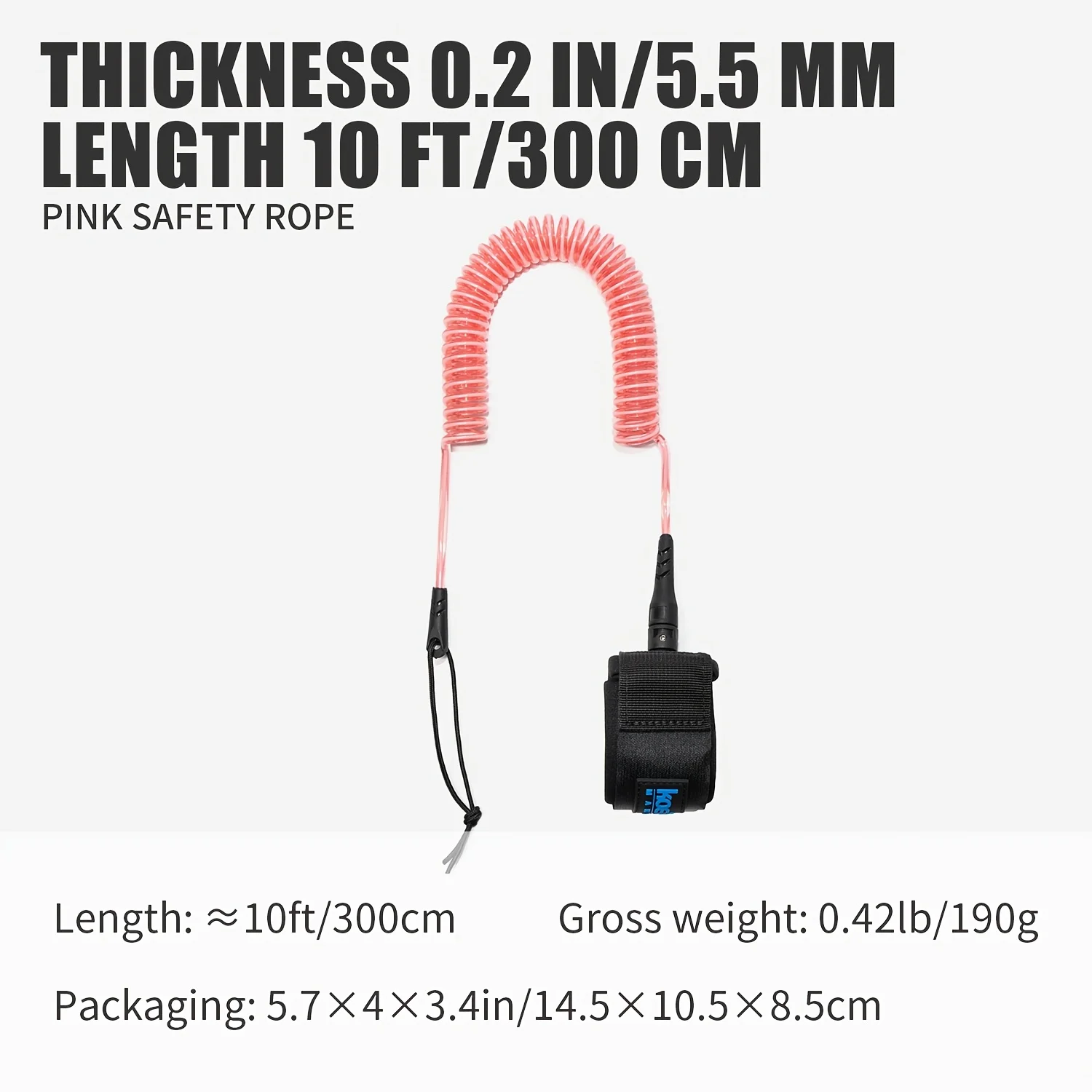 KOETSU SUP Paddle Board Leine 10FT 5,5 mm/0,22 Zoll TPU-Material Starkes Kabel mit Knöchel MAGIC TAPE Bequeme, sichere Passform – Detail 7