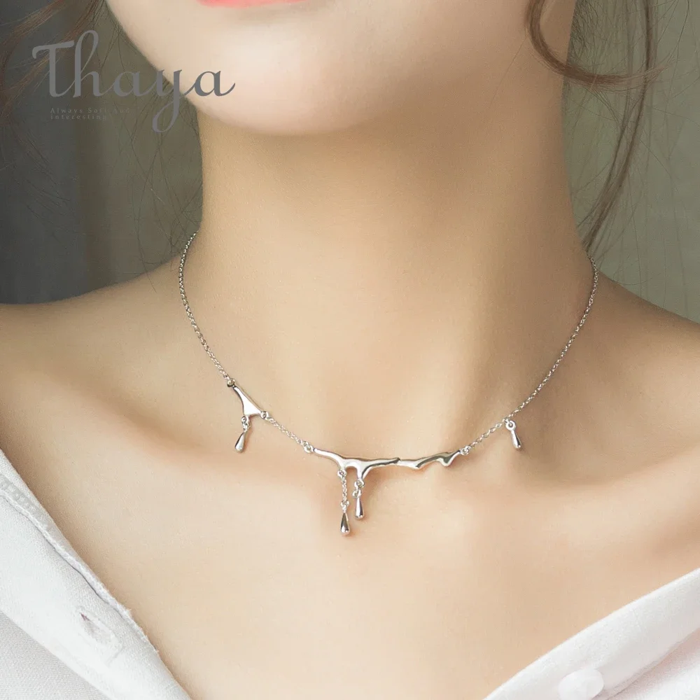 Thaya Original Design Falling Rain Injury S925 Sterling Silver Necklace Simple Choker Necklace Female Jewelry Gift for Women