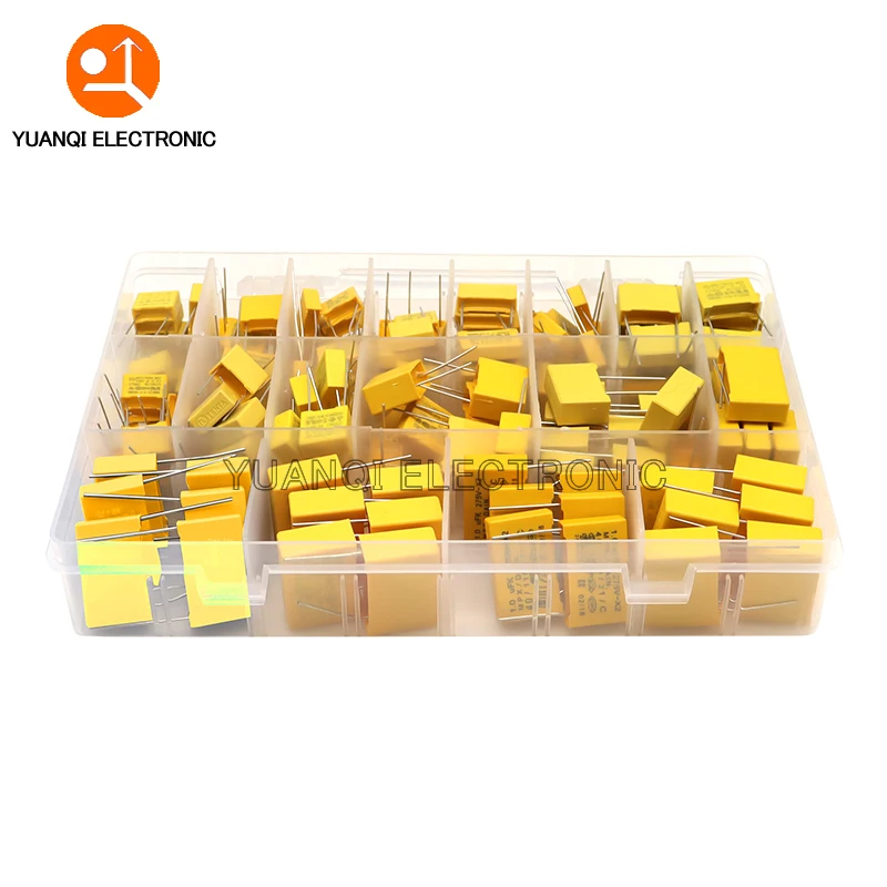 160pcs Polypropylene Film X2 Safety Capacitor Assorted Kit 275VAC 18Values 102K - 225K 1NF - 2.2UF Sample Set