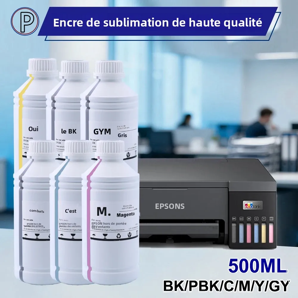 Encre de Sublimation 500ML ET-8550 pour Epson L8050 L18050 L8160 L8168 L8188 ET-8500 ET8550 L8180 avec bouteille vide de remplissage d'encre 70ML
