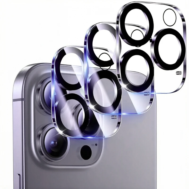 3 Pack 9H Tempered Glass Camera Lens Protector For iPhone 17 16 15 14 13 12 11 Pro Max Ultra Clear Scratch Resistant Bubble Free