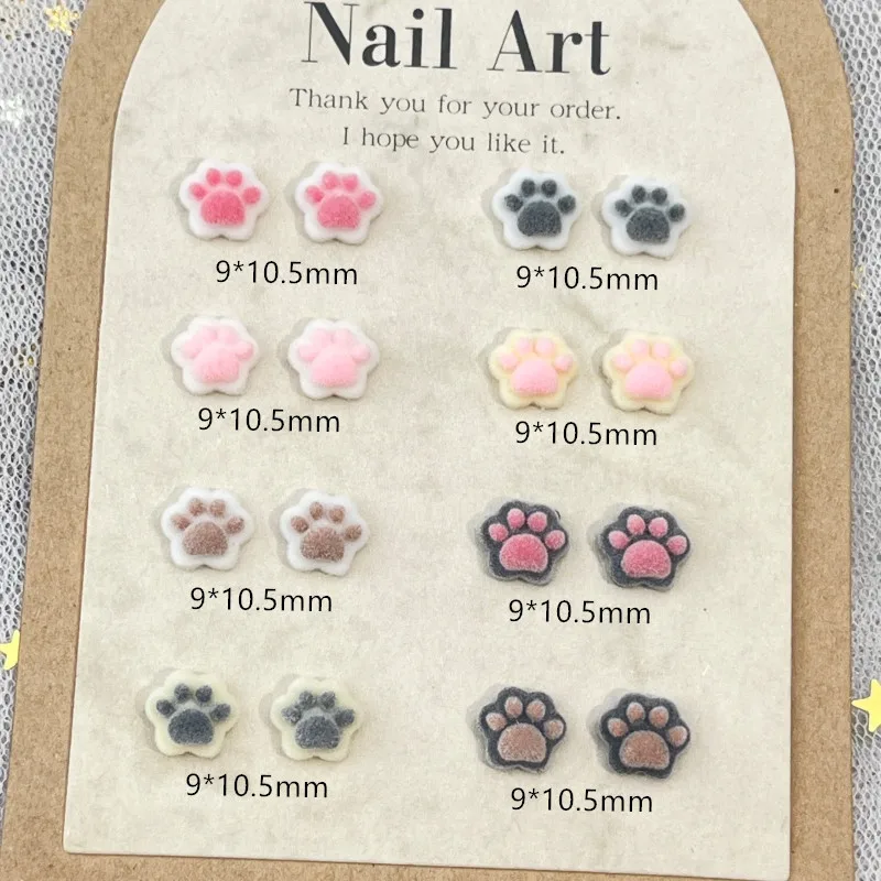 20pcs miniso fluffy cat paw cartoon nail charms for diy nail making kawaii cute resin nail art decoreation