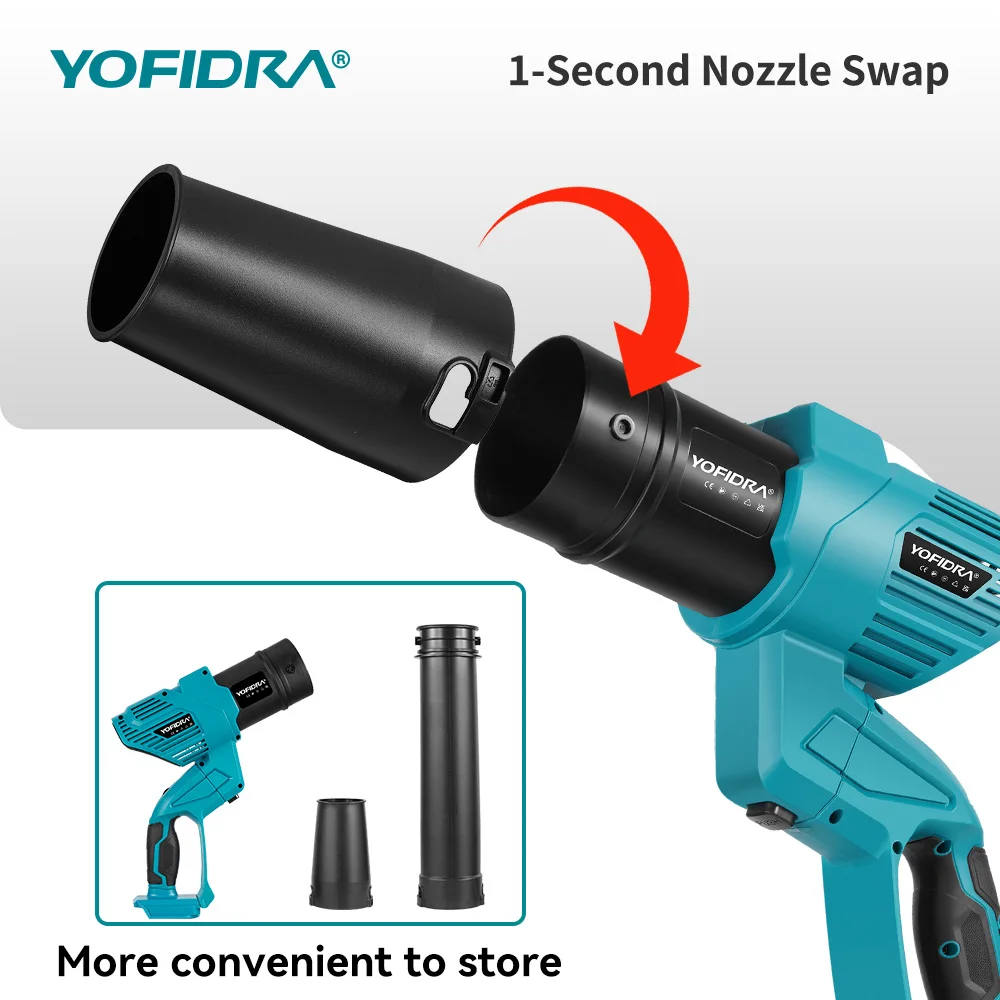 YOFIDRA 30000RPM Electric Turbo Blower Fan 4 Gear 2 IN 1 Cordless Leaf Dust Snow Blowing Power Tool For Makita 18V Battery Pins