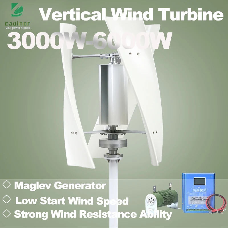 CE 12V 24V 48V 5000W 6KW 3KW Vertical Axis Residential Efficient Wind Turbine Generator Roof Mount Home Use High Efficiency