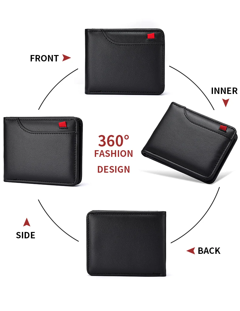 Ultradünne Mini-Kurzbrieftasche für Herren mit Ausweis, Bankkartensteckplatz und Fotofenster, Business-Casual-Geldbörse für junge Männer – Detail 4