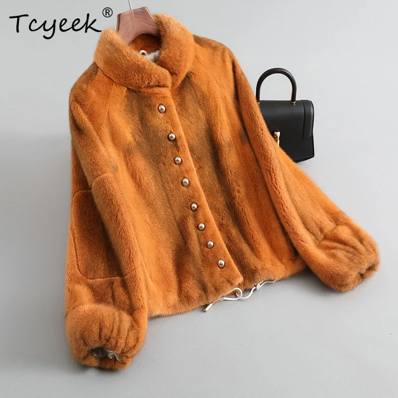 

Tcyeek Cross Mink Fur Coat Women 2025 Winter Clothes Natural Whole Mink Women's Real Fur Jackets New in Coats Fourrure Femme