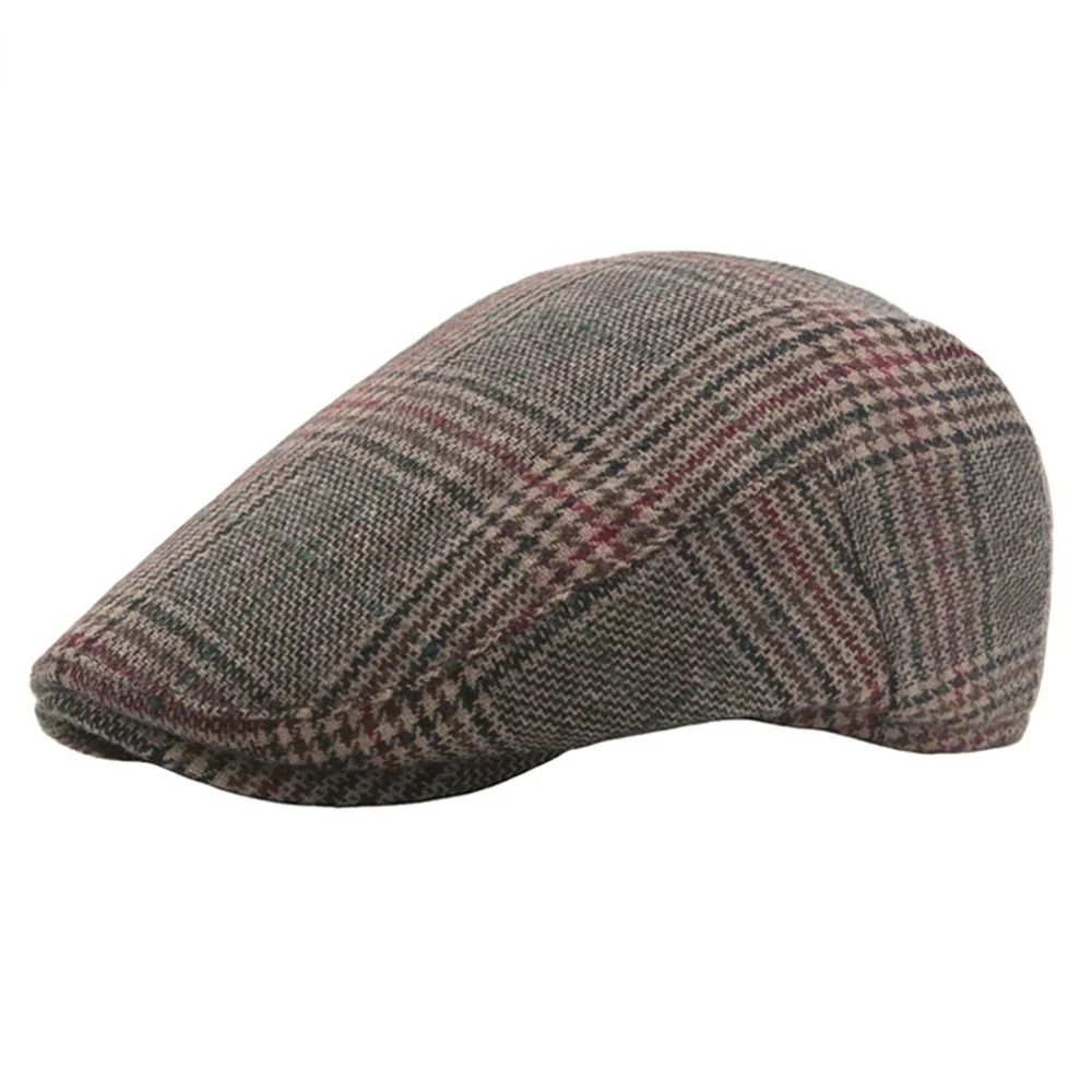 FLAT CAP Winter Beret Hat Classic Wool Newsboy Cap for Men Plaid Male Vintage Peaked Cap British Style Autumn Driving Ivy Caps