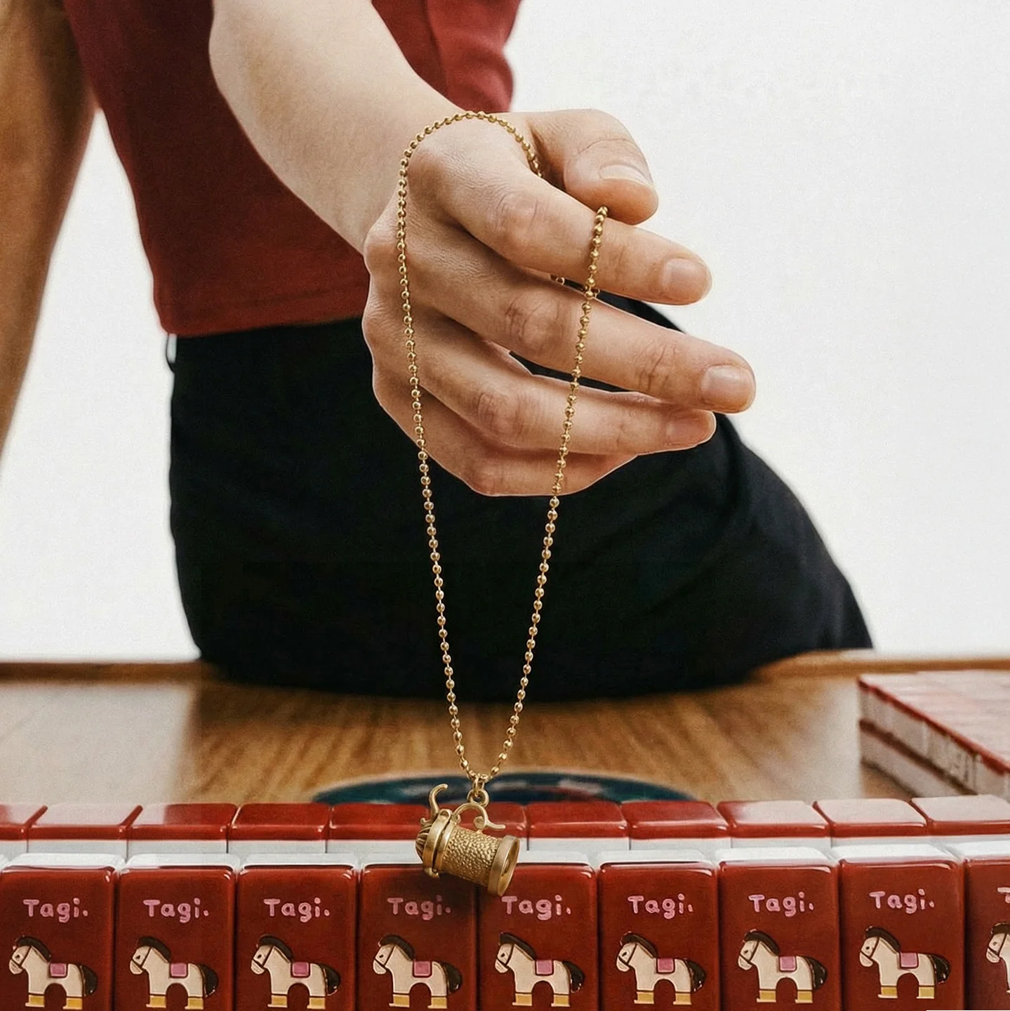 Vintage Brass Canteen Pendant Necklace with Clasp Closure