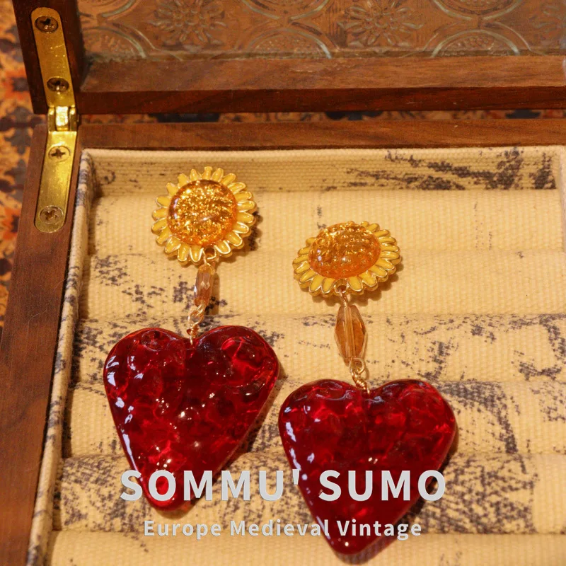 

Женские нишевые серьги ручной работы Love Glazed Gold Circle High Sense