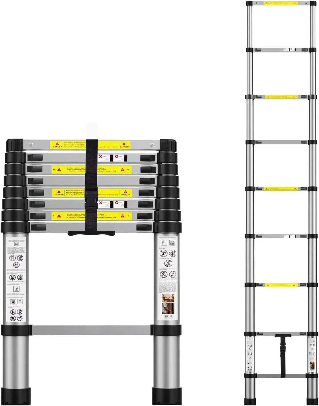 

Telescoping Extension Ladder 8.5FT, Aluminum Telescopic Ladders with Carry Bag for Outdoor Indoor Use