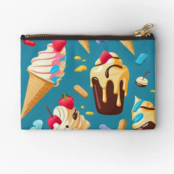 Twisted Ice Cream Cone Stylized Retro P  Zipper Pouches Pocket Small Underwear Packaging Men Wallet Money Key Socks Cosmetic