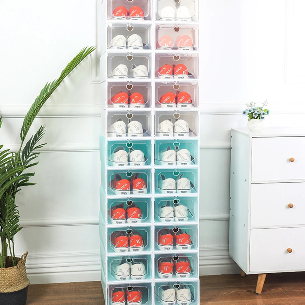

6 Pcs Storage Shoe Box Containers Shoes Boxes Clear Bins Transparent Stackable Case