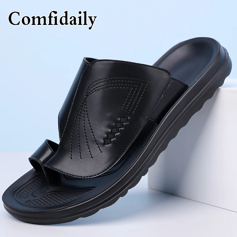 Herren Sommer Mode-Sandalen Einfache Strandschuhe mit Dicker Sohle Weiche Rutschfeste Slip-On Pantoffeln-9008 – Detail 3