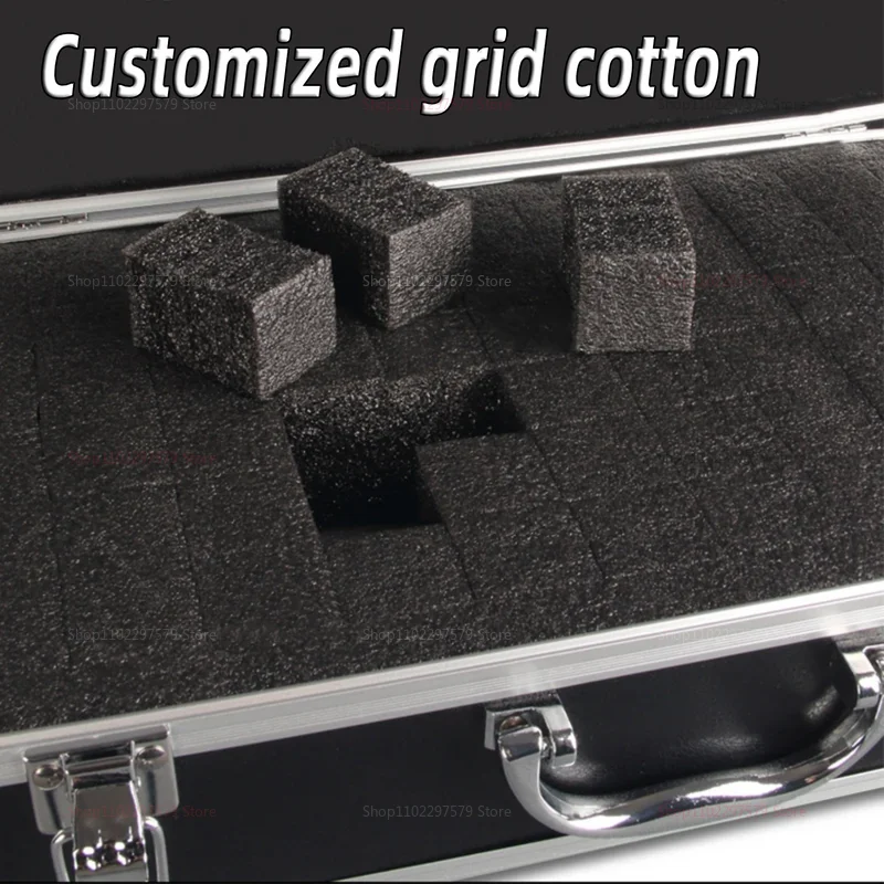 صندوق أدوات محمول من الألومنيوم مع بطانة إسفنجية وحقيبة تخزين محمولة مقاومة للصدمات للأدوات مقاس 30 × 17 × 8 سم