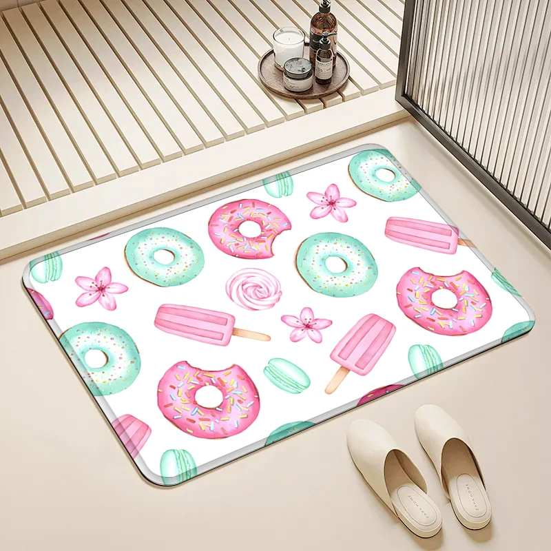 

Donut Ice Cream Door Mat Non-Slip Absorbent Floor Rug for Home Kids Room Kitchen Bathroom Decor