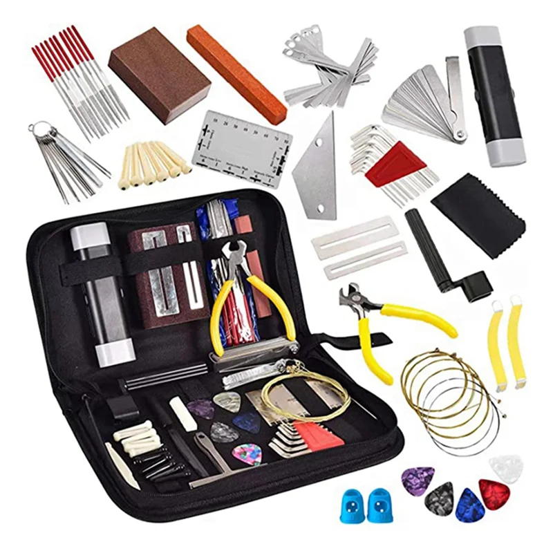 

77 Pieces Guitar Maintenance Kit Repair Tool Set with Tote Bag Acoustic Guitar, Electric Guitar, String Instruments