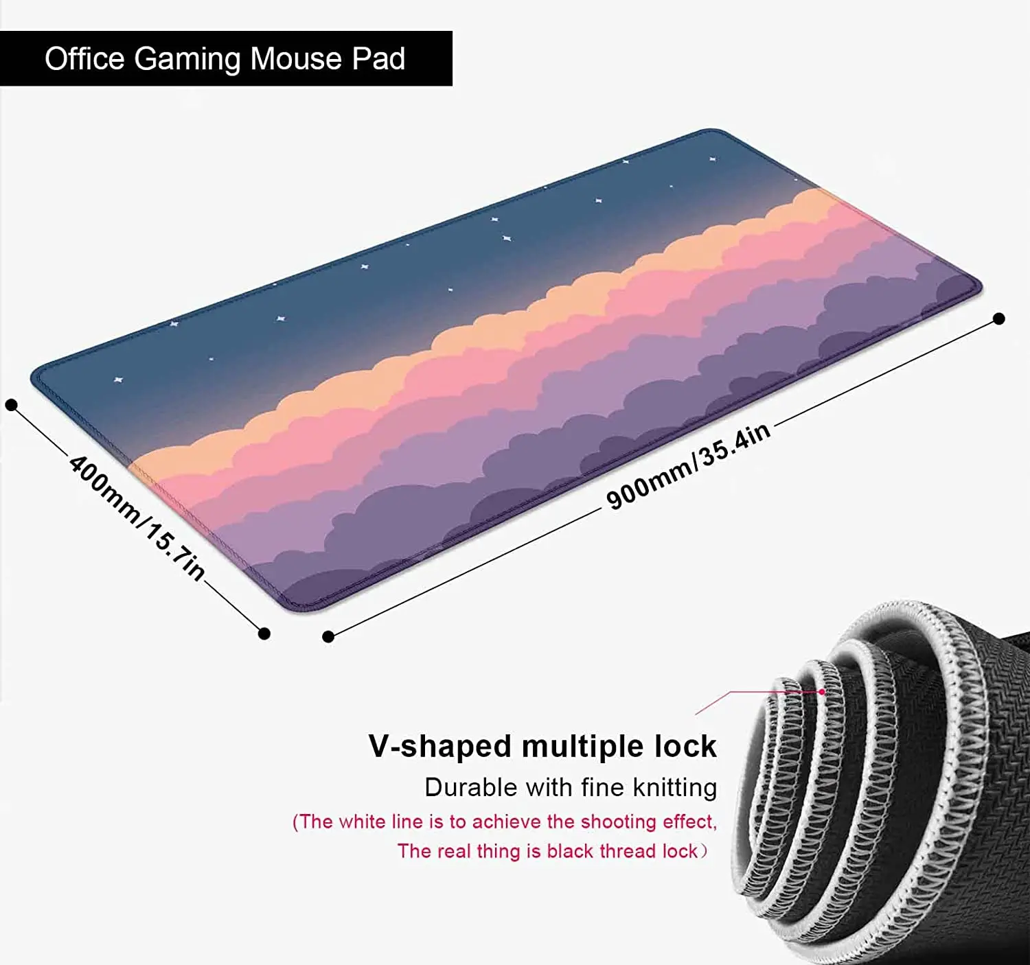 Cute Clouds Purple Desk Mat Kawaii Large Gaming Mouse Pad Gift for Gamer Girl Beautiful Full Desk Mouse Pad Extended Mousepad