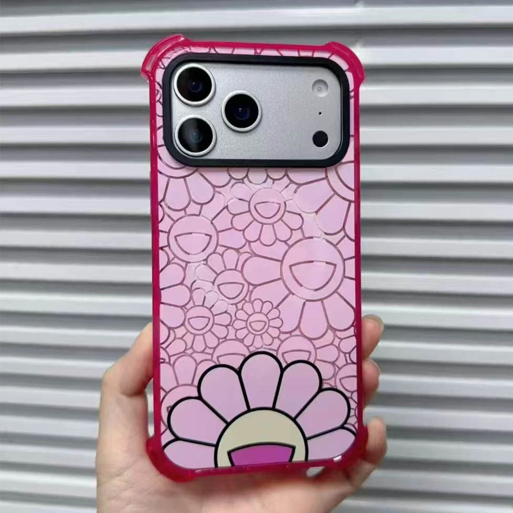 4 Corner Colorful Flower Pattern Cover for IPhone 17 16 15 14 13 12 Pro Max 17 Air - Protective Magnetic Case