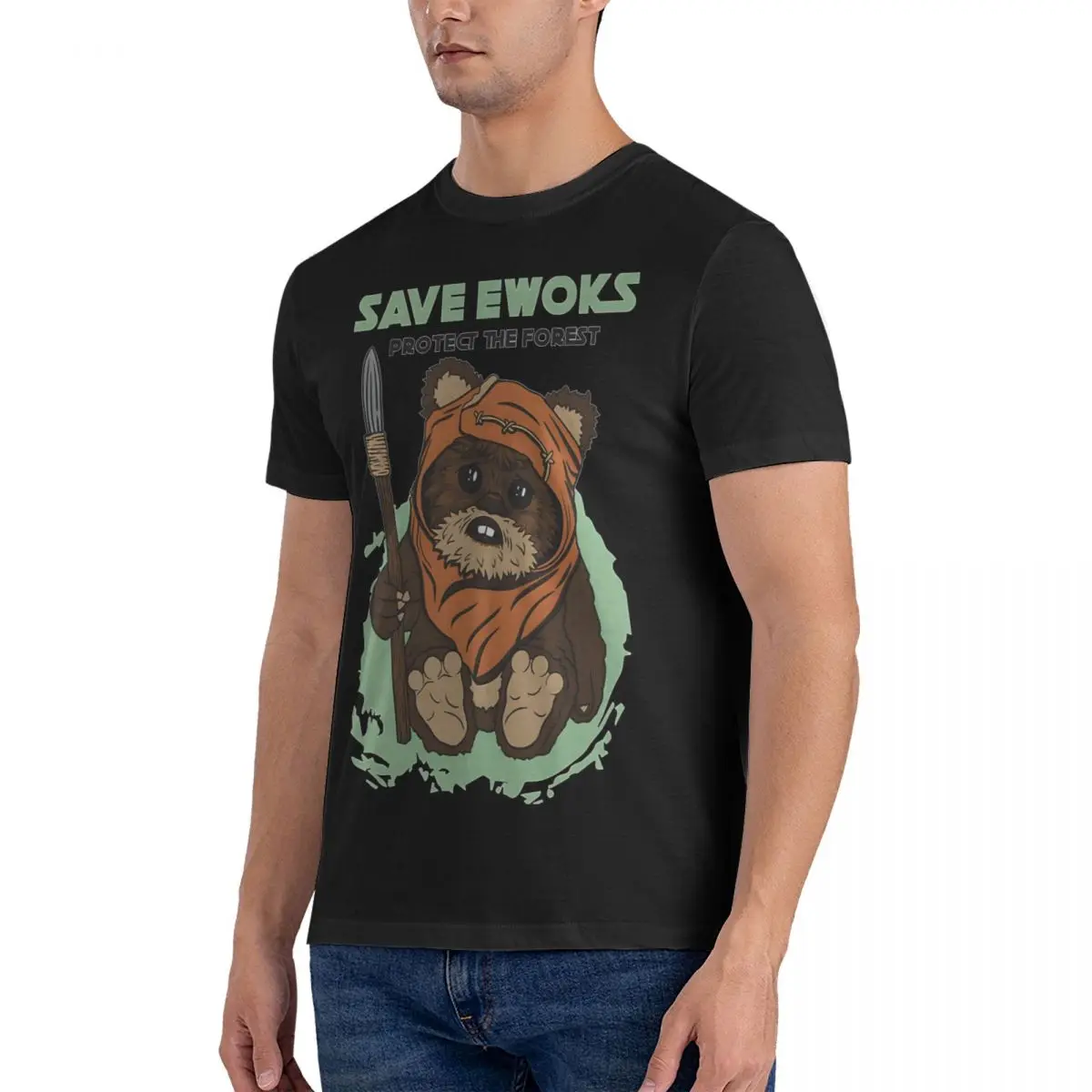 Save Men T Shirt Ewoks Vintage Tees Short Sleeve Crewneck T-Shirts 100% Cotton Printed Clothes