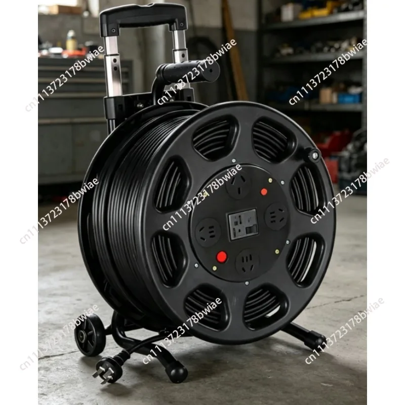 220V Mobile Cable Reel Wire Reel Plug Plate 50 Meters Extension 100 Construction Site Power Cord Roller
