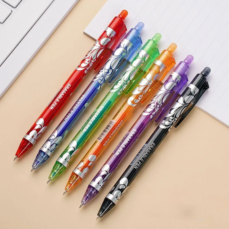 Retractable Erasable Gel Pens 6 Color Fine Point Erasable Pens Clicker Make Mistakes Disappear Assorted Ink for Drawing Writing