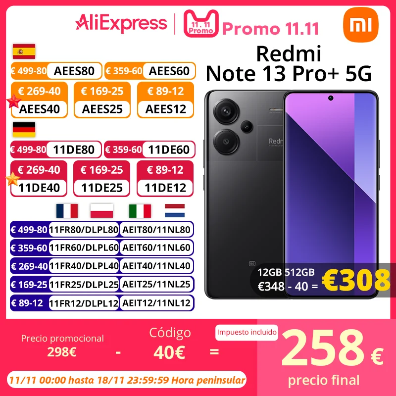 Global Version Xiaomi Redmi Note 13 Pro Plus 5G MediaTek Dimensity 7200-Ultra 200MP OIS Camera 5000mAh 120W NFC IP68 Waterproof