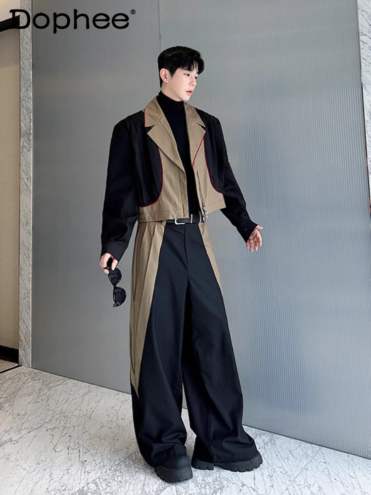 2025 Men's Autumn New Suit Sets High-End 2pcs Male Long Sleeve Suit Jacket Trendy Contrast Color Comfort Trousers Two-Piece Sets